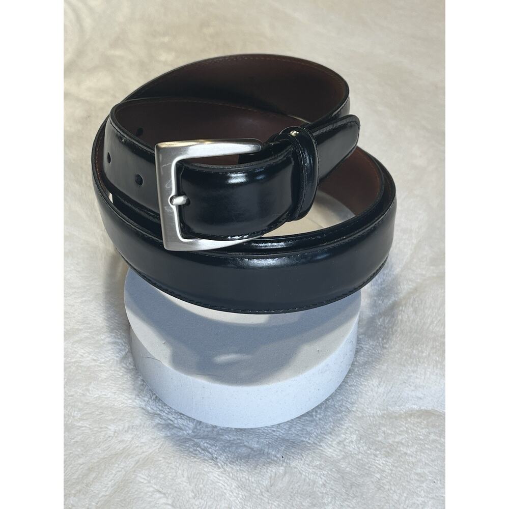 Coach 5936 Mens 42" 105 CM Black Leather Belt Silver Tone Buckle Classic